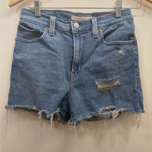 Levi's Blue High Rise Distressed Jean Shorts